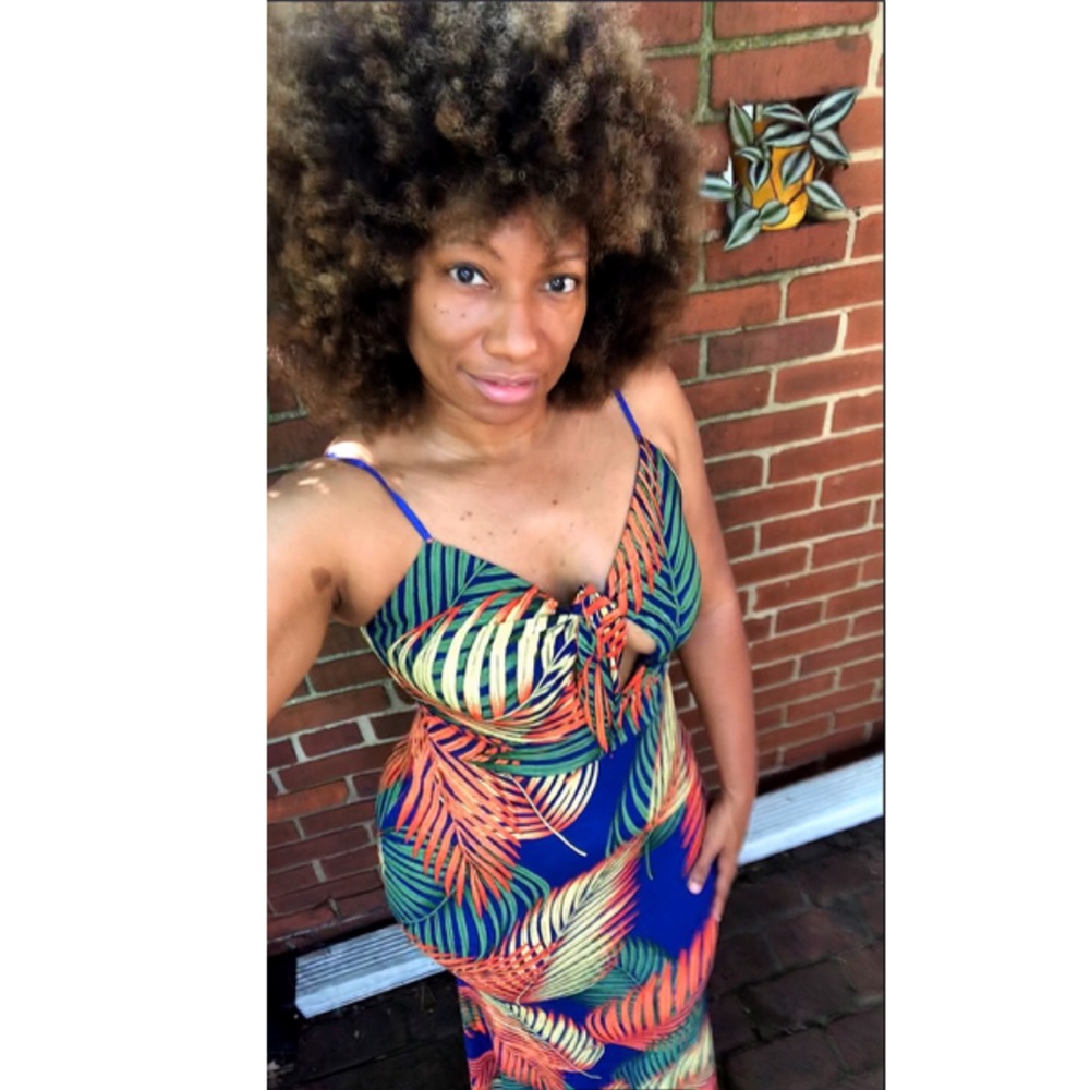 Tropical print, maxi dress size M